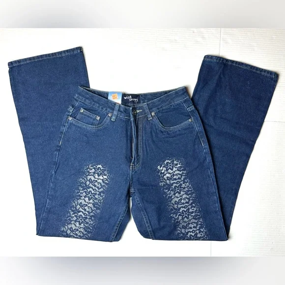 Vintage Wild Secret Womens Juniors Jeans Size‎ 9 High Rise Leg Design Y2K 90s - Picture 2 of 11